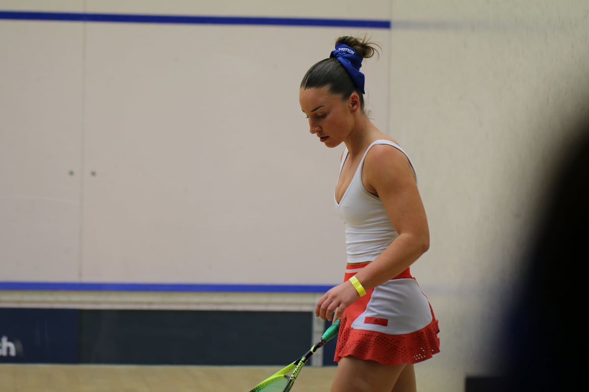 Alessia Osborne playing squash — Registered Dietitian and Courter coach